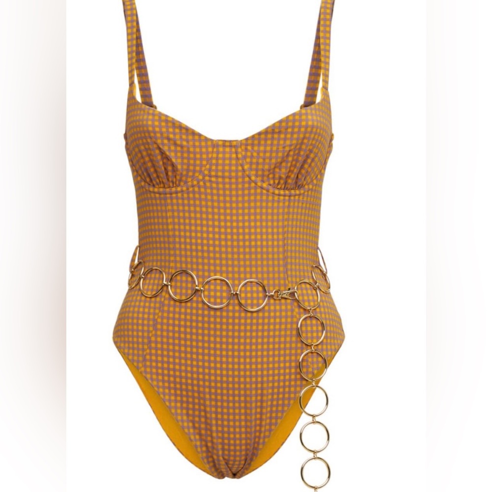 Weworewhat plaid one piece bathing suit